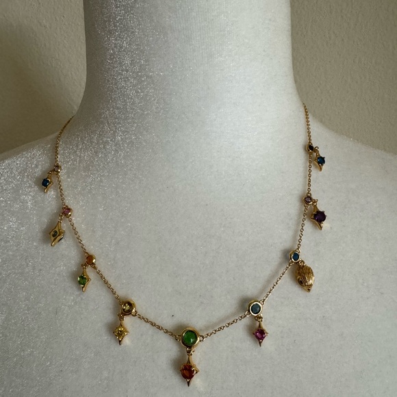 Signature Cubic Zirconia Rainbow Charm Collar Necklace - Picture 3 of 5